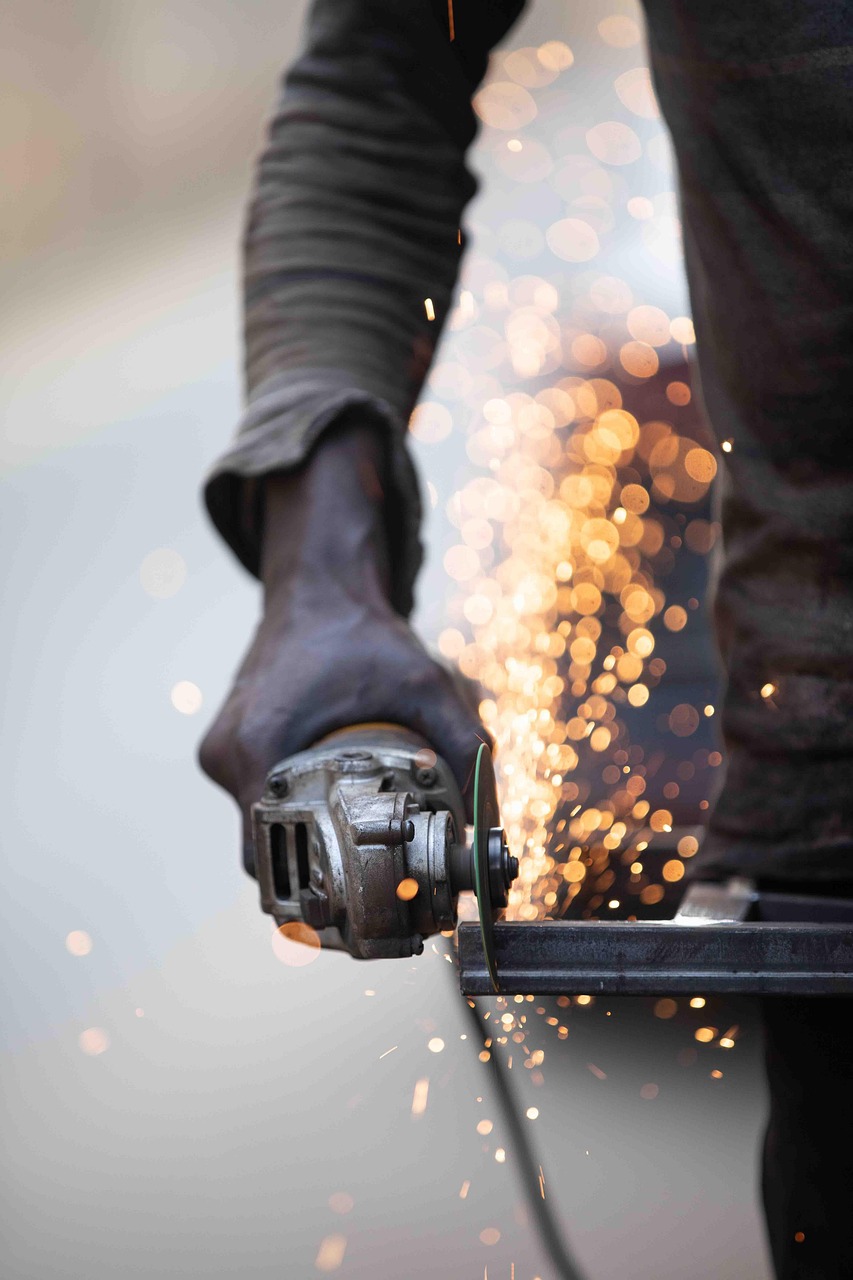 fabrication work, metalworking, welding, sparks, sparkles